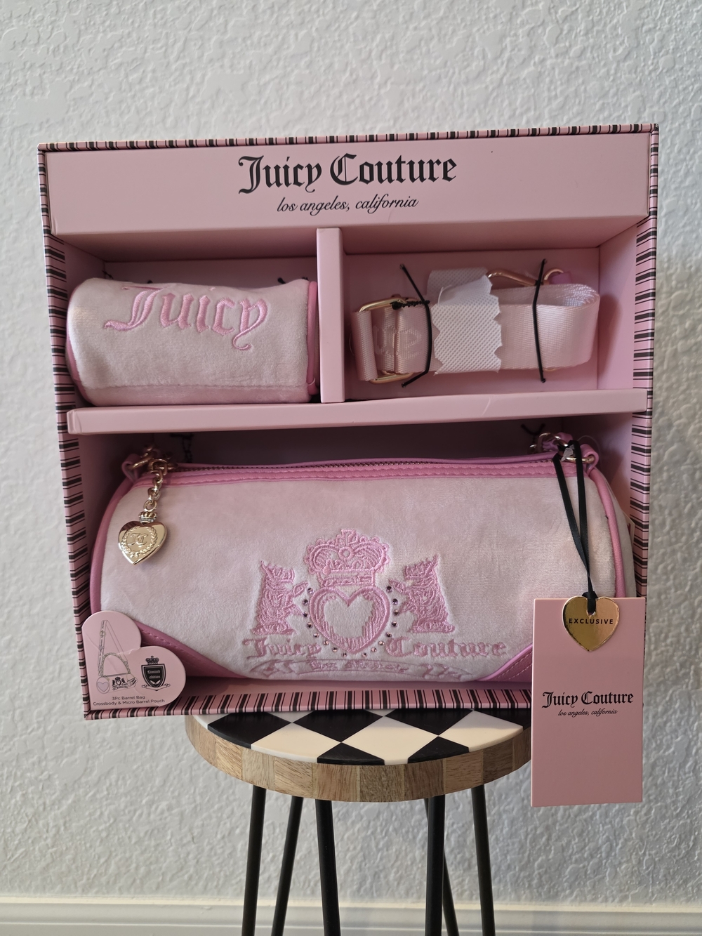 NWT Juicy Couture Heritage Barrel Bag  Set Shoulder Bag 3pc Set